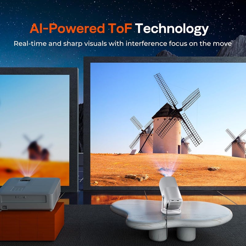 Boldever 【Built-in Officially-Licensed Apps & 500 ANSI Lumens & Full Automatic】 2026 Upgraded Mini Smart Projector with WiFi 6 and Bluetooth, 270° Adjustable Stand, 4K Movie Projector Indoors Outdoors - Image 4